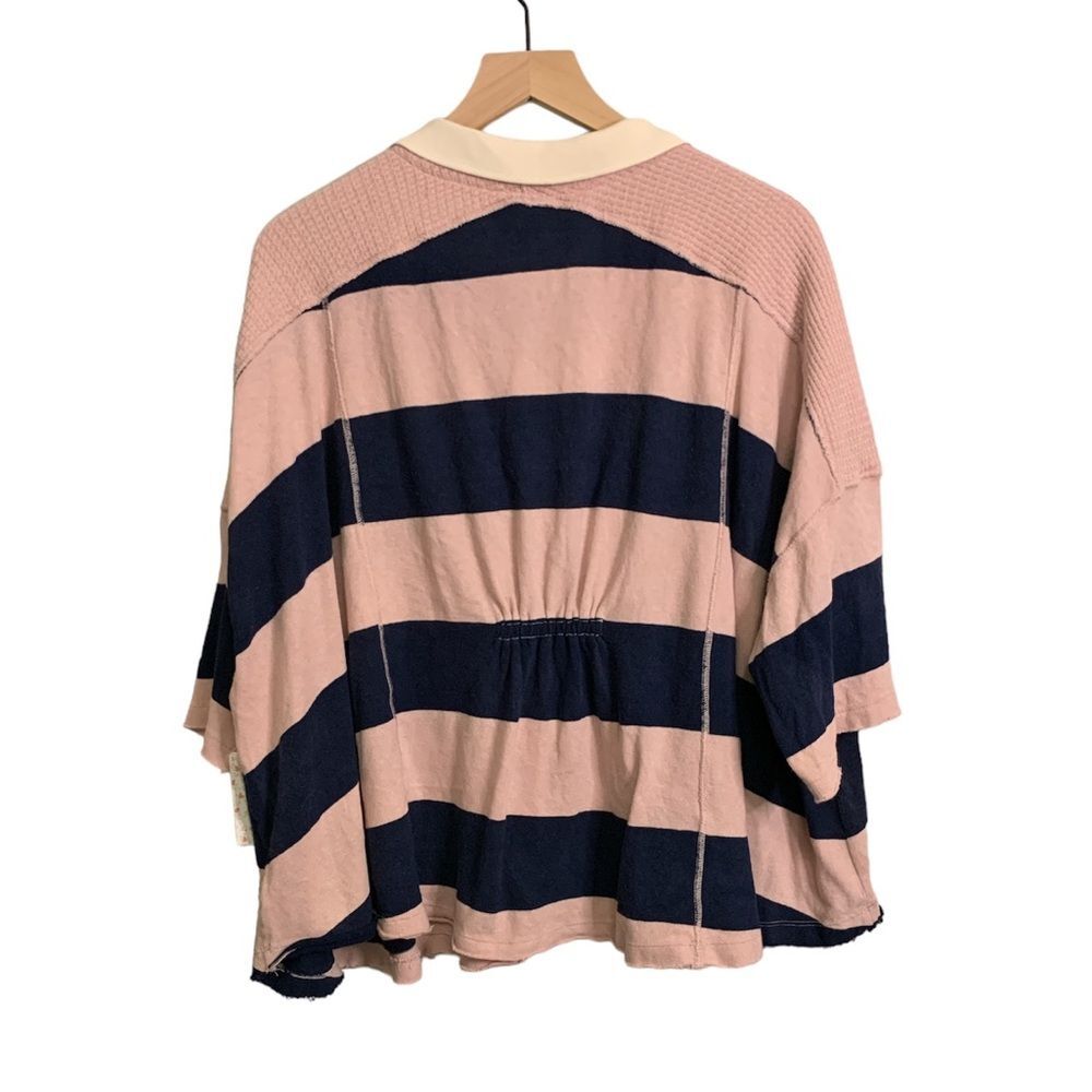 NWT FREE PEOPLE Yuki Oversize Cotton Striped Polo. Size Medium - Picture 6 of 8